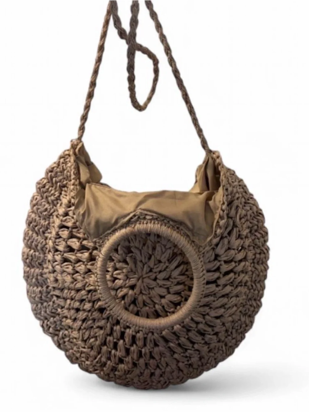 Source Unknown Round Woven Tote in Natural Tan - Picture 2 of 5